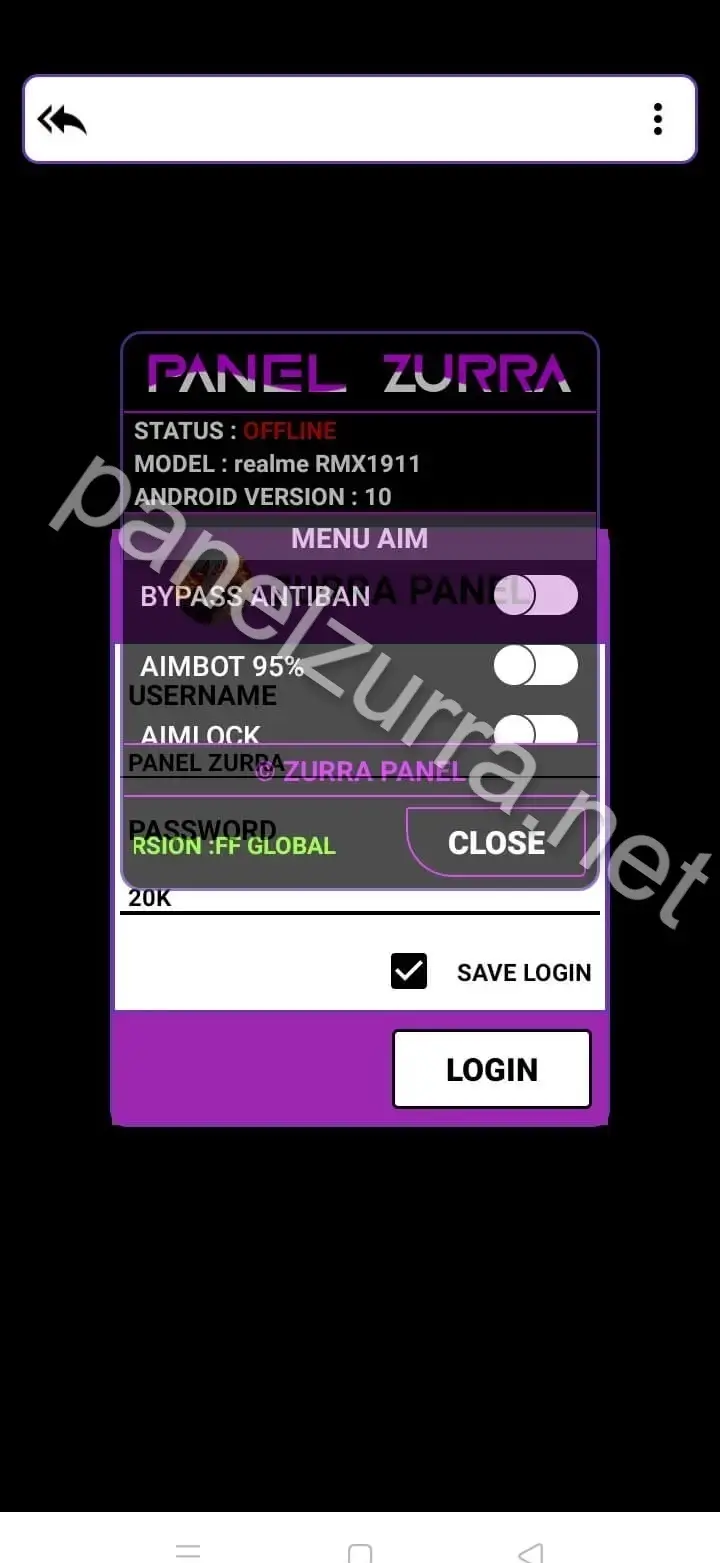 Screenshot of Panelzurra Cheat Applications